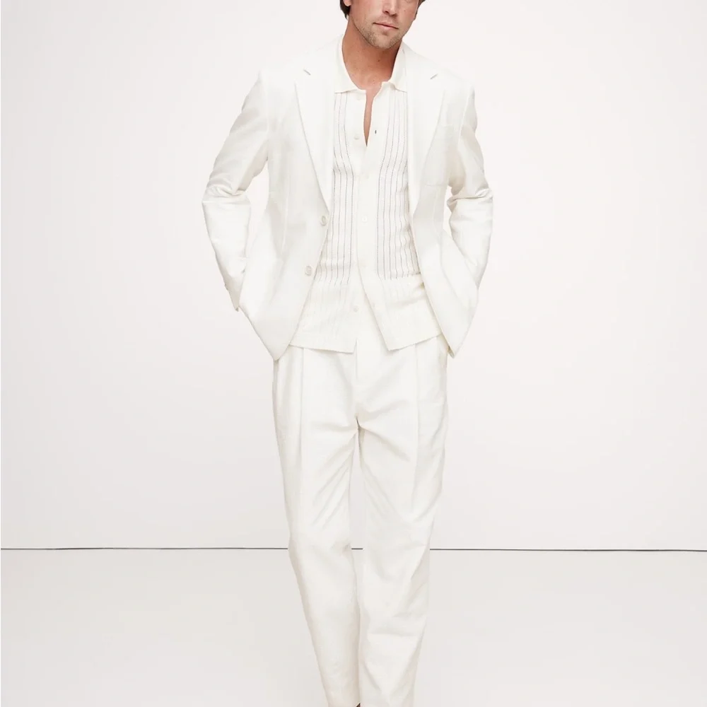 Banana Republic Men's Pleated Cotton-Linen Blend Suit Pant